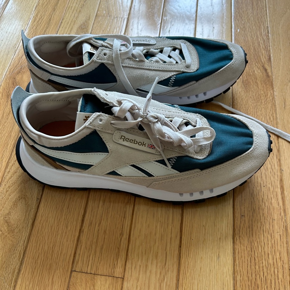 Reebok green and cream sneakers